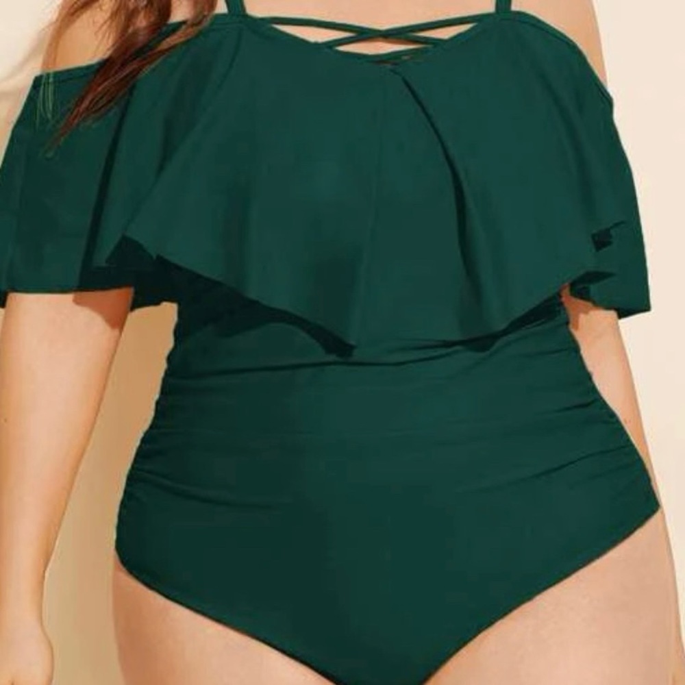 Cold shoulder one piece bathing suit